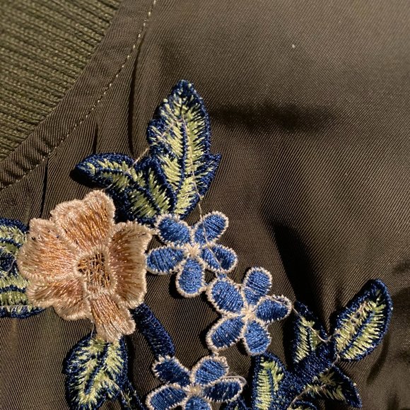 Floral Bomber in a Dark Olive Green - Picture 6 of 6